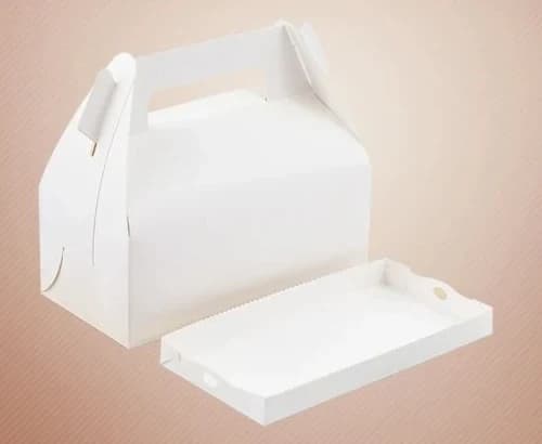 Large · long format White handled dessert box