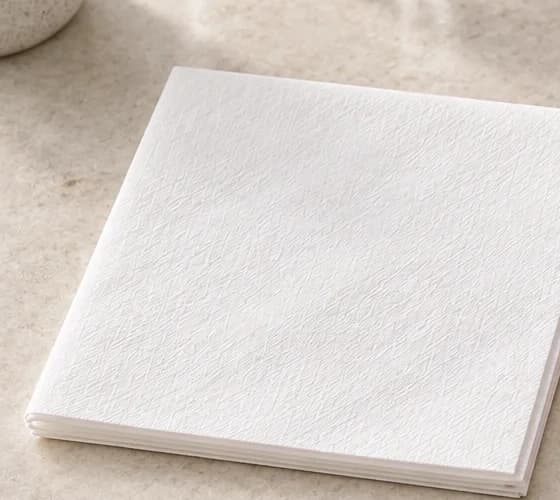 Quarter-fold Airlaid napkin shown in a restaurant table setting